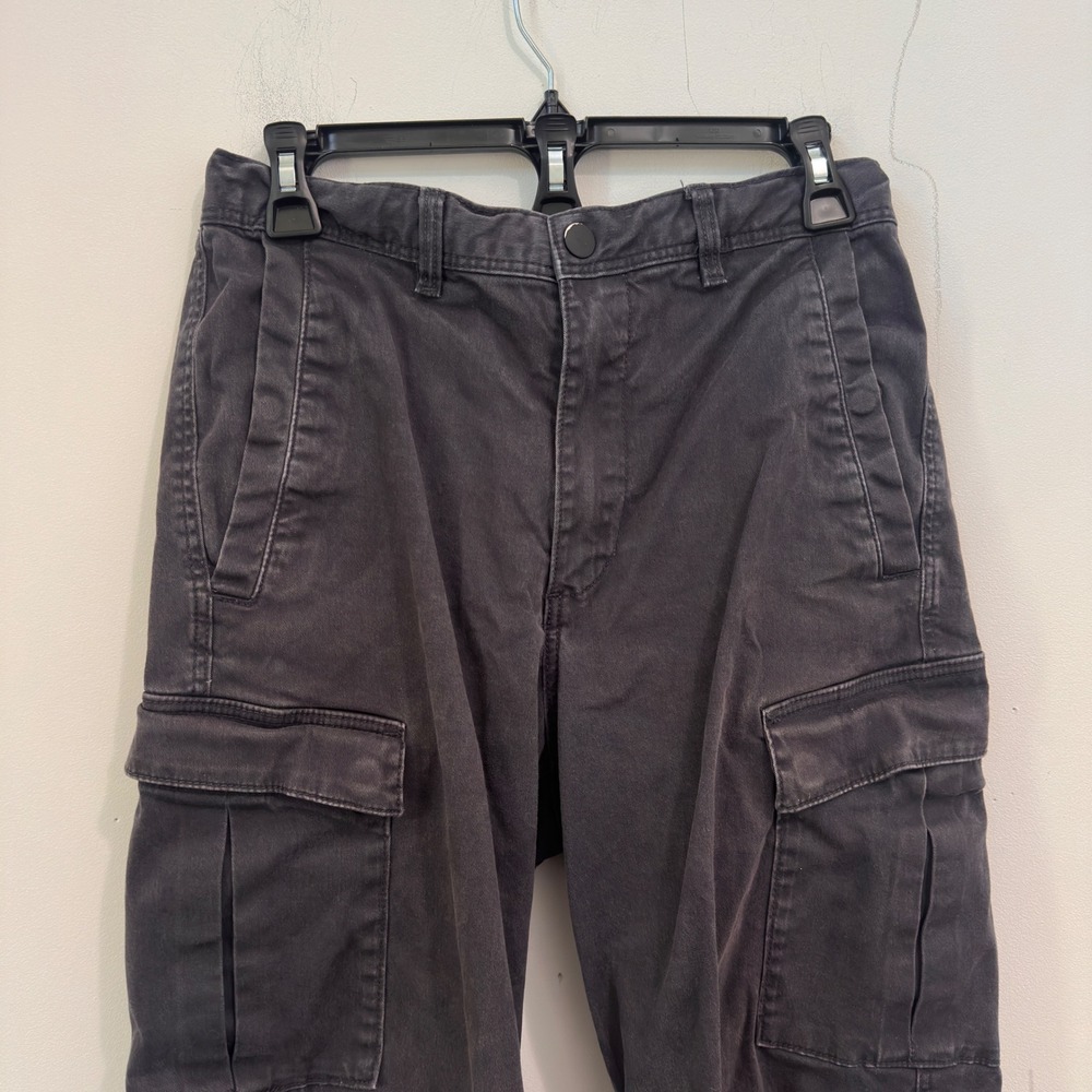 H&M Cargo Pants Men XS Regular Fit Black Cotton Twill Elastic Waist 29x27 - Picture 3 of 8